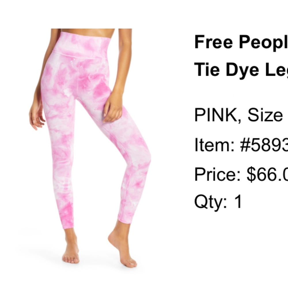 FREE PEOPLE MOVEMENT Om Shanti Tie Dye Leggings Pink and White